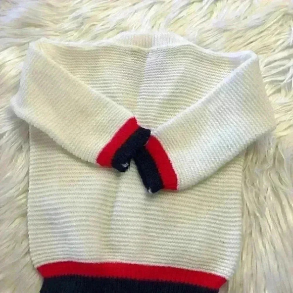 vtg turbo acrylic sweater boy girl size 6+ months white blue red - Picture 2 of 6